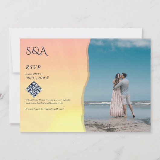 Tropische Zonsondergang Bestemming Cruise Bruiloft Kaart (Achterkant)