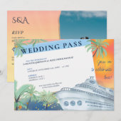 Tropische Zonsondergang Bestemming Cruise Bruiloft Kaart (Voorkant / Achterkant)