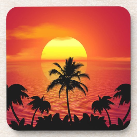 Tropische zonsondergang bier onderzetter (Voorkant)