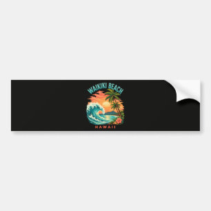 Tropische zonsondergang bij Waikiki Beach Hawaii Bumpersticker