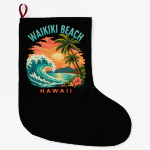 Tropische zonsondergang bij Waikiki Beach Hawaii Grote Kerstsok