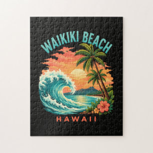 Tropische zonsondergang bij Waikiki Beach Hawaii Legpuzzel