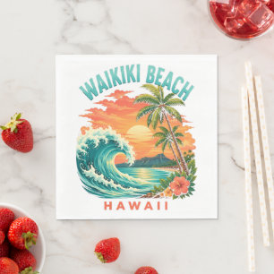 Tropische zonsondergang bij Waikiki Beach Hawaii Servet