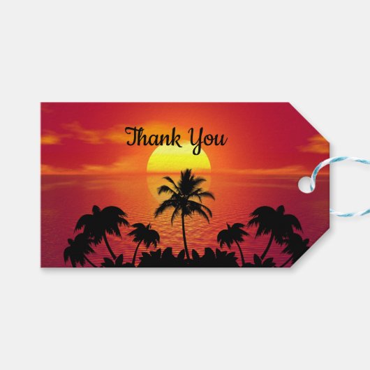 Tropische zonsondergang cadeaulabel (Voorkant (Horizontaal))