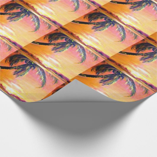 Tropische zonsondergang cadeaupapier (Hoek)
