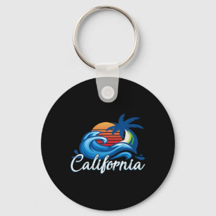 Tropische zonsondergang Cali Beach Waves Surfen US Sleutelhanger