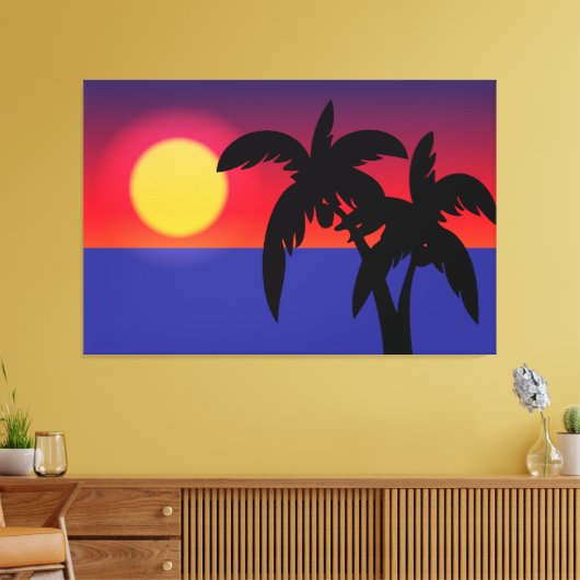 Tropische zonsondergang canvas afdruk (Insitu (Woonkamer))