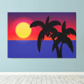 Tropische zonsondergang canvas afdruk (Insitu (Houten vloer))