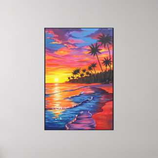 Tropische Zonsondergang Canvasprint Canvas Afdruk