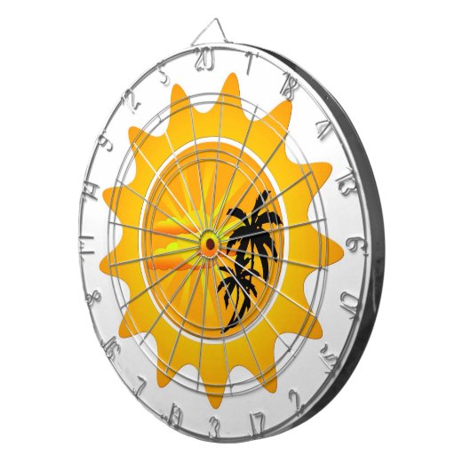 Tropische zonsondergang dartbord (Voorkant Rechts)