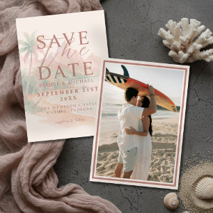 Tropische Zonsondergang Eiland Strand Foto Bruilof Save The Date