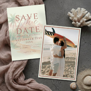 Tropische Zonsondergang Eiland Strand Foto Bruilof Save The Date