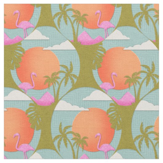 Tropische zonsondergang Flamingo Stof (Close Up)