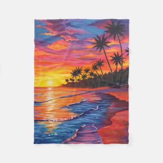 Tropische zonsondergang fleece deken (Voorkant)