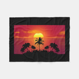 Tropische zonsondergang fleece deken