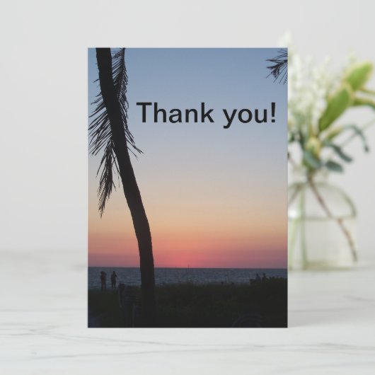 Tropische zonsondergang gevouwen Hartelijk dank Bedankkaart (Staand voorkant)