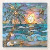 Tropische Zonsondergang Glas Onderzetter (Voorkant)