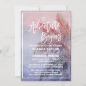 Tropische zonsondergang Het avontuur begint te tro Kaart (Voorkant)