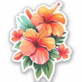Tropische zonsondergang: Hibiscus Harmony Sticker (Voorkant)