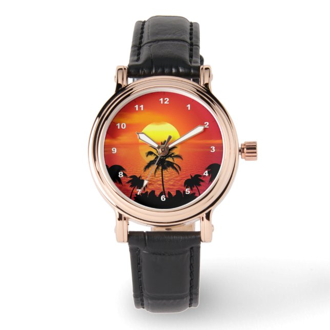 Tropische zonsondergang horloge (Voorkant)