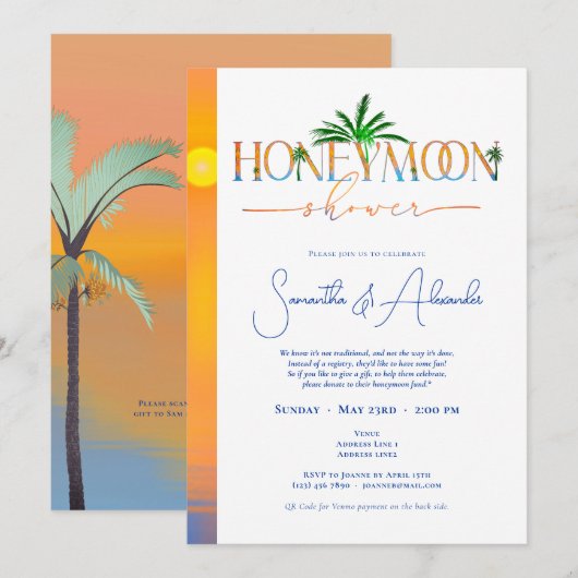 Tropische zonsondergang huwelijksreis paren douche kaart (Voorkant / Achterkant)