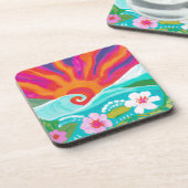 Tropische zonsondergang in fushia werpt kussen bier onderzetter (Linkerzijde)