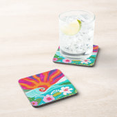 Tropische zonsondergang in fushia werpt kussen bier onderzetter (Rechterzijde)