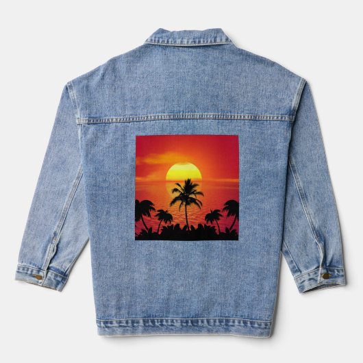 TROPISCHE ZONSONDERGANG JEAN DENIM JAS JACKET (Achterkant)