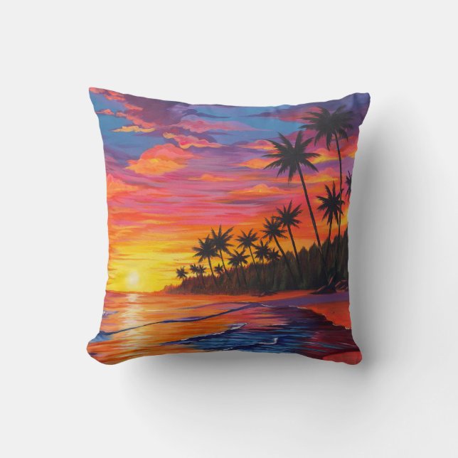 Tropische Zonsondergang Kussen (Voorkant)