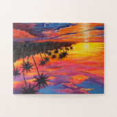 Tropische zonsondergang legpuzzel  (Horizontaal)