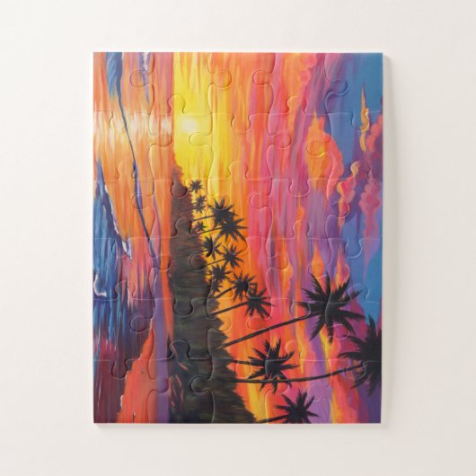 Tropische zonsondergang legpuzzel  (Verticaal)