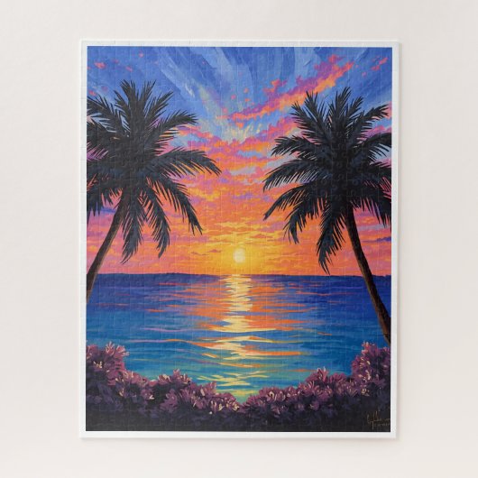 Tropische Zonsondergang – Levendige Oceaanspuzzel Legpuzzel (Verticaal)