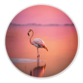 Tropische zonsondergang Lone Flamingo Keramische Knop (Voorkant)