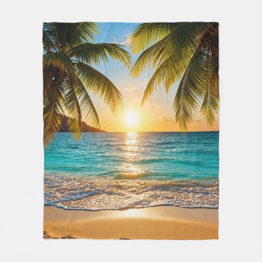 Tropische Zonsondergang Luxe Cozy Fleece Deken (Voorkant)