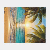 Tropische Zonsondergang Luxe Cozy Fleece Deken (Voorkant (Horizontaal))