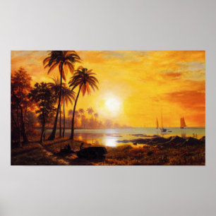Tropische zonsondergang met Gevist Poster van Boat