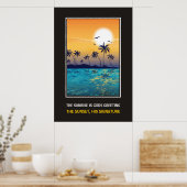 Tropische zonsondergang met motivatie prijsaanduid poster (Keuken)