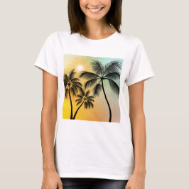 Tropische zonsondergang met palmbomen – Beach Natu T-shirt