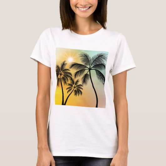Tropische zonsondergang met palmbomen – Beach Natu T-shirt (Voorkant)