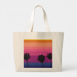 Tropische zonsondergang met palmbomen grote tote bag