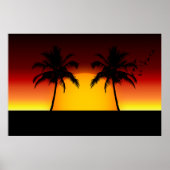 Tropische zonsondergang met palmbomen poster (Voorkant)