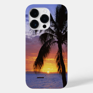 Tropische zonsondergang met palmboom, Case-Mate iPhone 14 pro hoesje