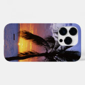 Tropische zonsondergang met palmboom, Case-Mate iPhone case (Achterkant (horizontaal))