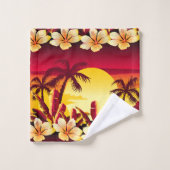 Tropische zonsondergang met palmen bad handdoek (Wasdoekje)