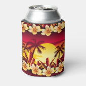 Tropische zonsondergang met palmen blikjeskoeler (Blikje Achterkant)