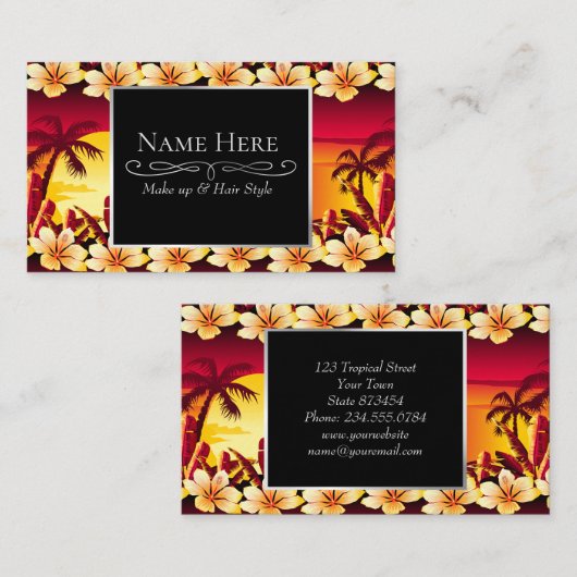 Tropische zonsondergang met palmen visitekaartje (Voorkant / Achterkant)