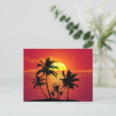 Tropische zonsondergang, mooie illustratie, briefkaart (Staand voorkant)