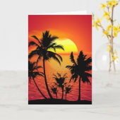 Tropische zonsondergang, mooie illustratie, kaart (Gele Bloem)