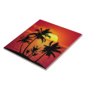 Tropische zonsondergang, mooie illustratie,   tegeltje (Zijkant)