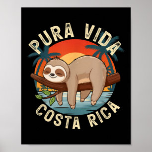 Tropische Zonsondergang Natuur Luiaard Costa Rica  Poster